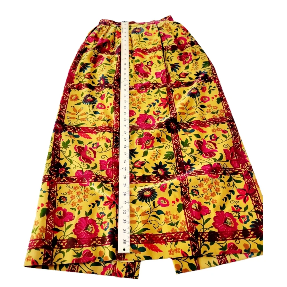 Vintage‎ Velvet Floral Goldenrod Fall Midi Skirt Tannerway by Melba Hobson